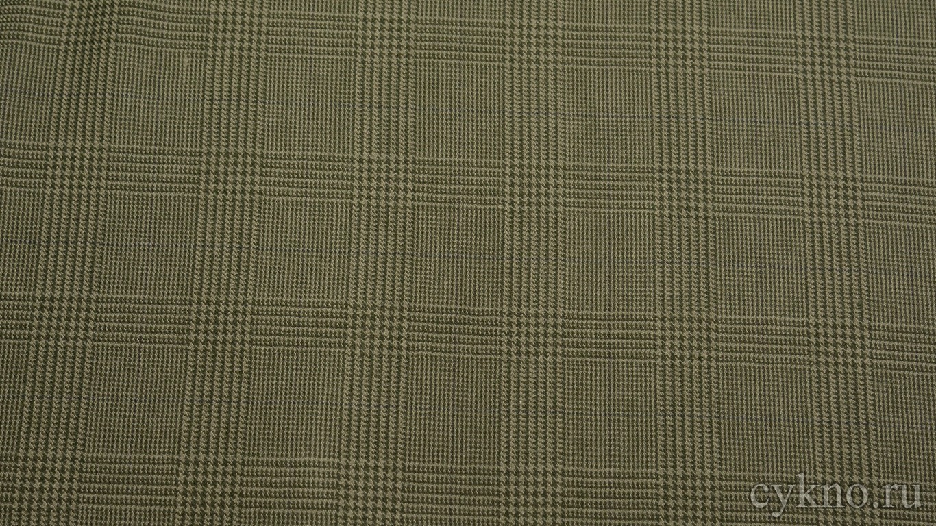 Шерсть Костюмная грязно зеленого цвета с геометрическим узором